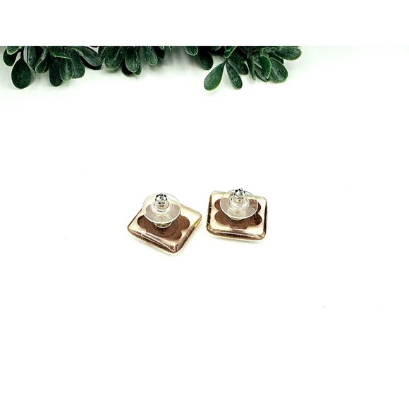 Vintage Inlay Flower Square Stud Earrings Boho design - Picture 5 of 5